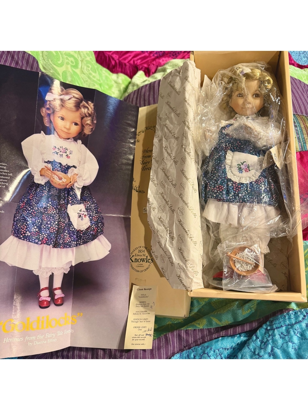 Vintage Porcelain Goldilocks Doll 1990 By Diana Effner Knowles China Company